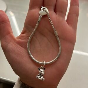 Pandora Moments Heart T-Bar Snake Chain Bracelet with charm